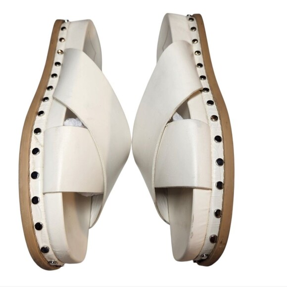 Dolce Vita Gracy Platform Sandal Slip On Slides White Leather Silver Studded 9.5 - Picture 4 of 11